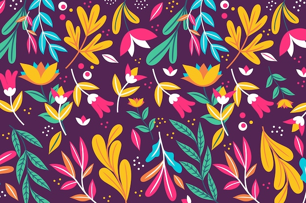 Exotic floral background with leaves