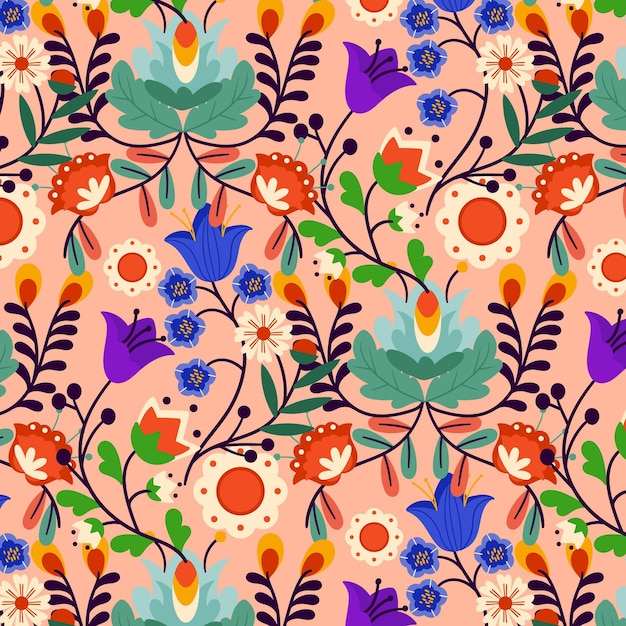 Free Vector exotic floral pattern painted