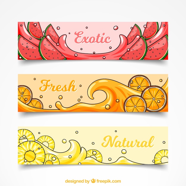 Free Vector exotic fruit banners collection