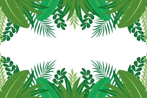 Exotic green leaves flat design