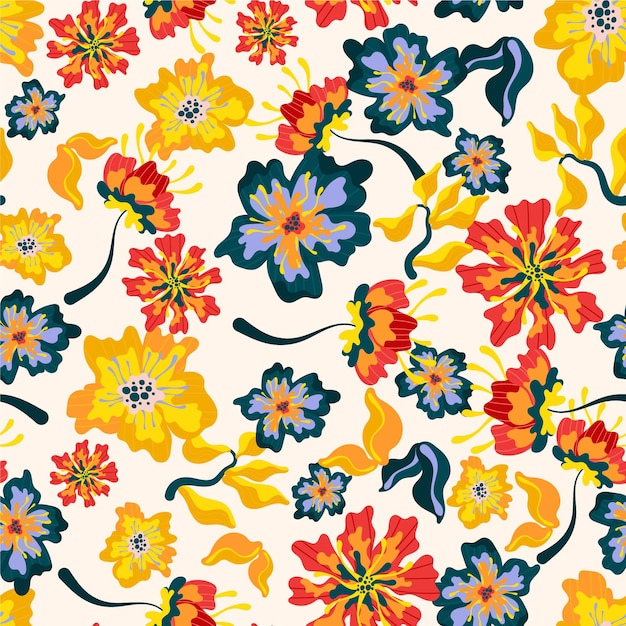 Exotic pattern with flowers and leaves