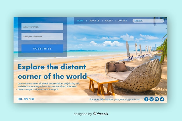 Free Vector explore the distant world travel landing page