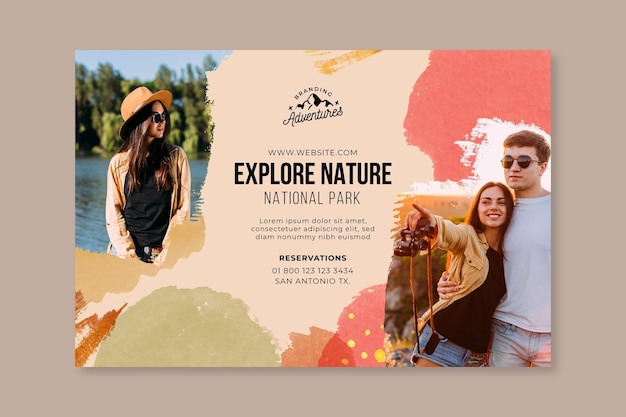 Explore nature hiking horizontal banner