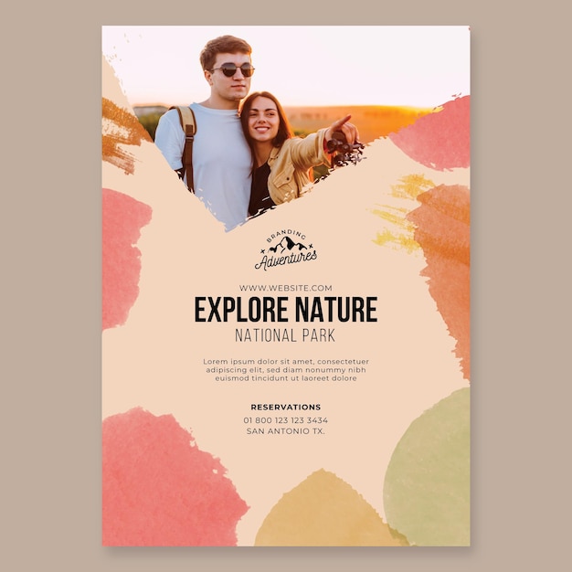 Explore nature hiking poster template