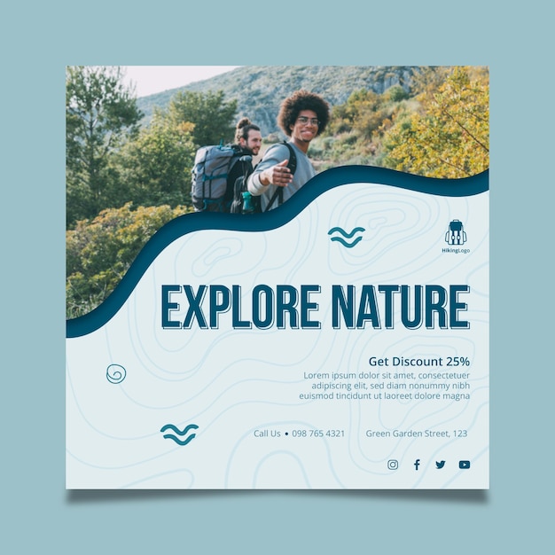 Explore nature squared flyer template