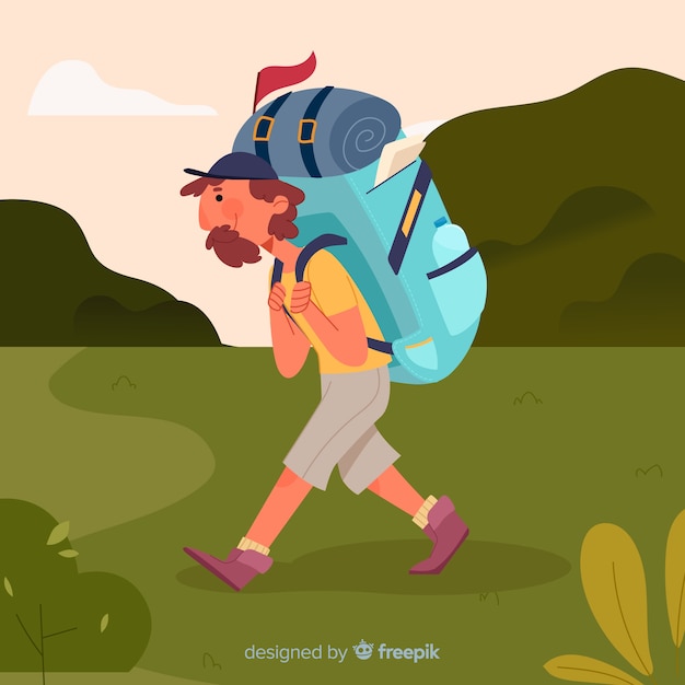 Explorer with backpack background