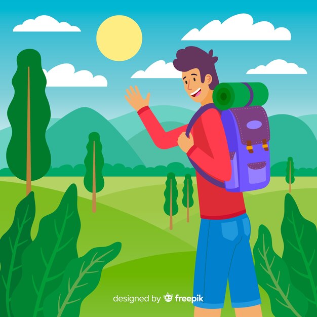 Explorer with backpack background