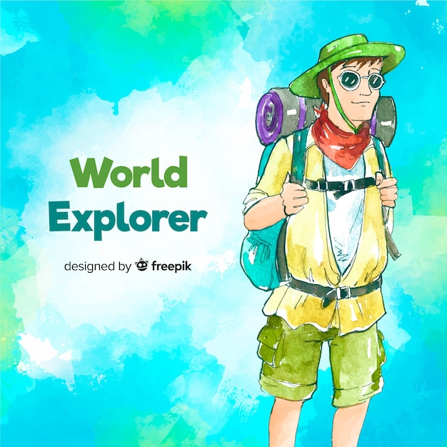 Free Vector explorer with backpack