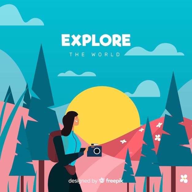 Free vector explorer with backpack