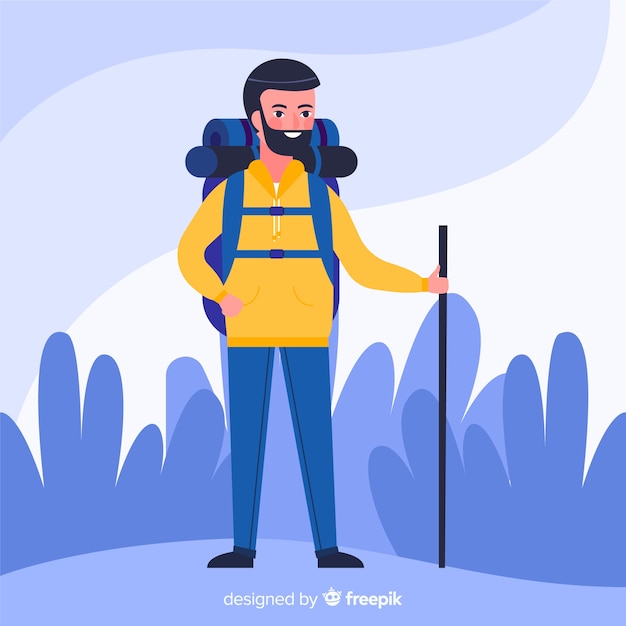 Free Vector explorer with backpack