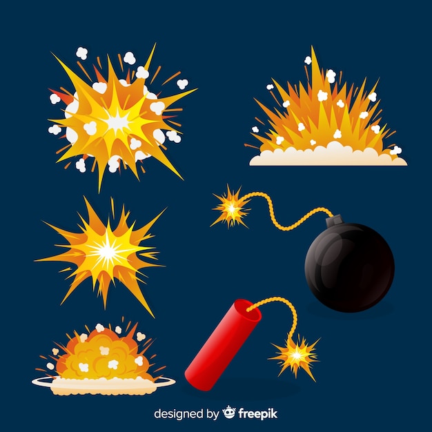 Free Vector  explosion effect collection cartoon design