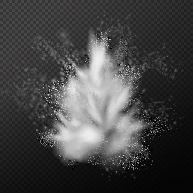 Free Vector explosion realistic composition with transparent background and monochrome image of dust particles and clouds of smoke vector illustration