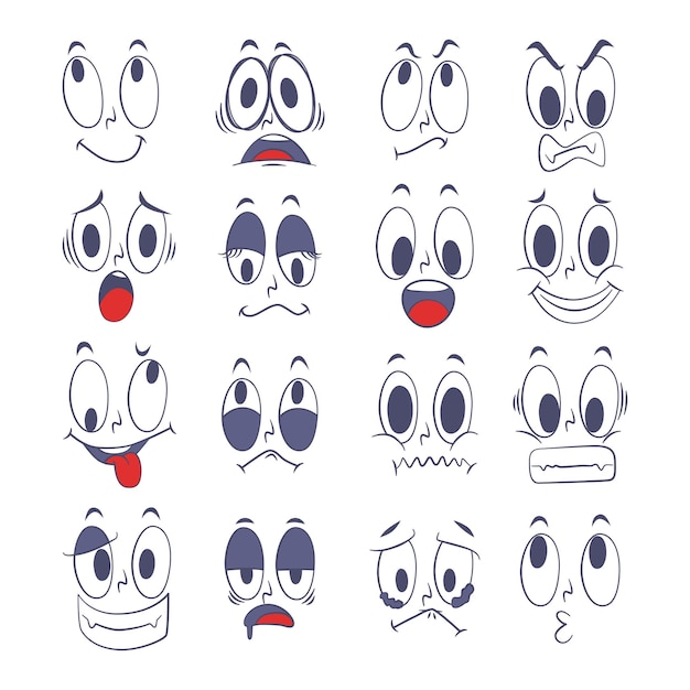 Free vector expression of emotion concept set. cartoon illustration emotion face of human.