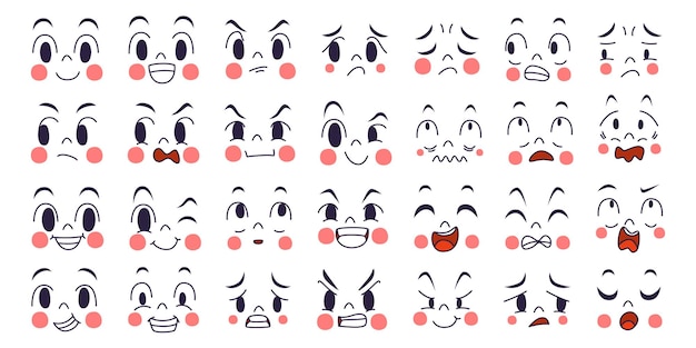 Free vector expression of emotion concept set. cartoon illustration emotion face of human.