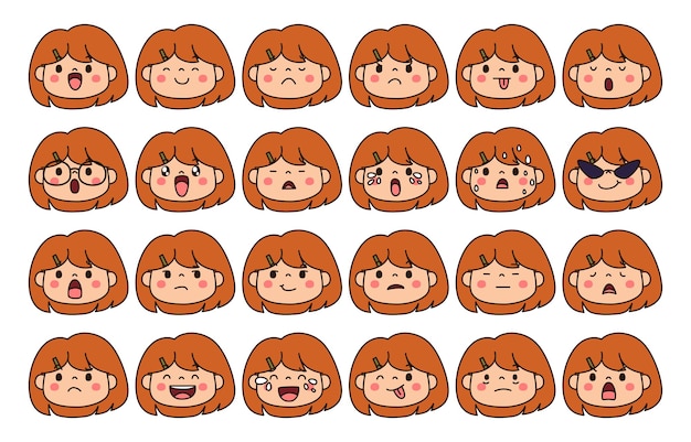 Free Vector expression of emotion concept set. cartoon illustration emotion face of human.