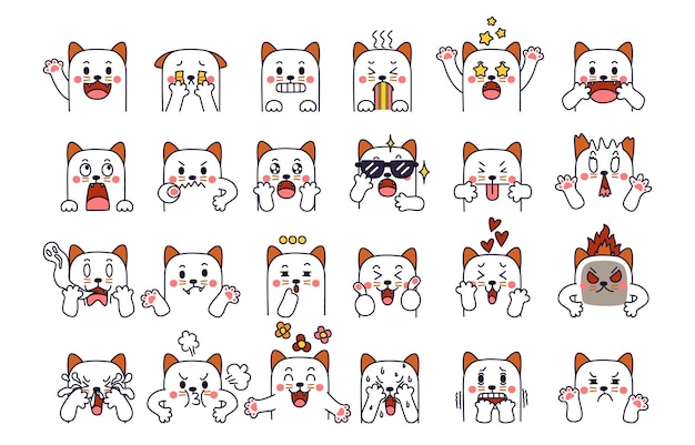 Free Vector expression of emotion concept set. cat character in diffetent animal emotions.