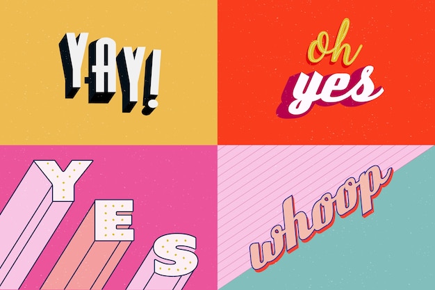 Free vector expressions lettering retro collection