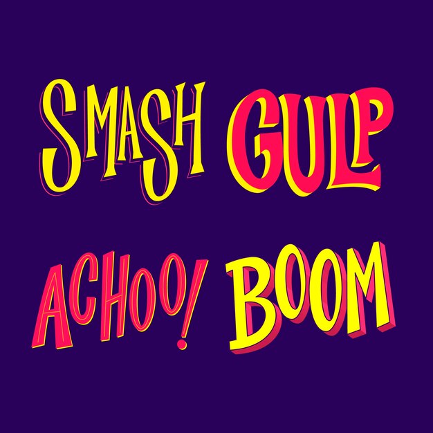 Expressions and onomatopoeias lettering collection