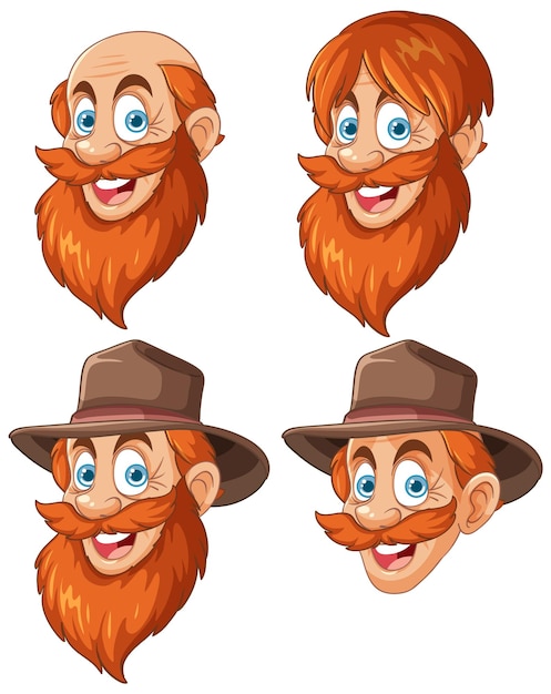 Free Vector expressive bearded character illustrations