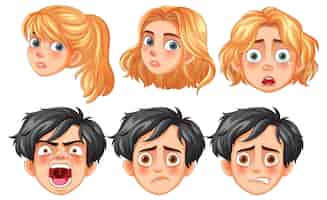 Free vector expressive cartoon character faces