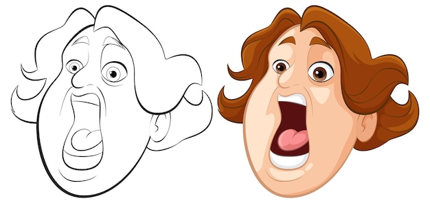 Free Vector expressive cartoon faces in color and outline