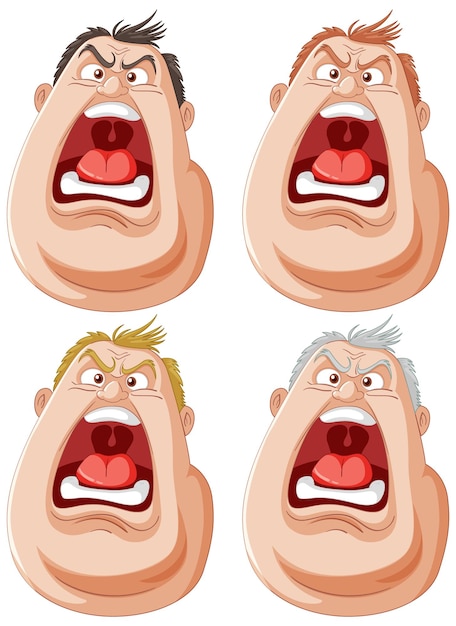 Free Vector expressive cartoon faces shouting