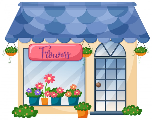 Free Vector exterior of flower shop