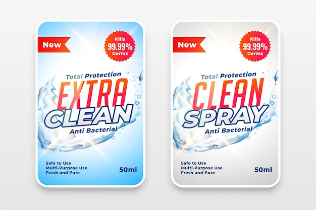 Free Vector extra clean detergent labels stickers design set