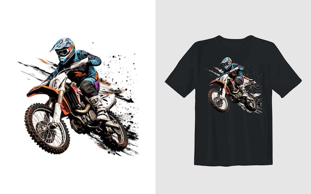 Extreme dirt bike cartoon vector illustration biker t shirt design