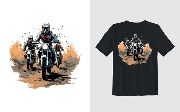 Extreme dirt bike cartoon vector illustration biker t shirt design