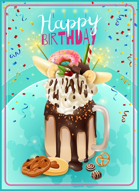 Extreme Freakshake Birthday Party Announcement  Poster 