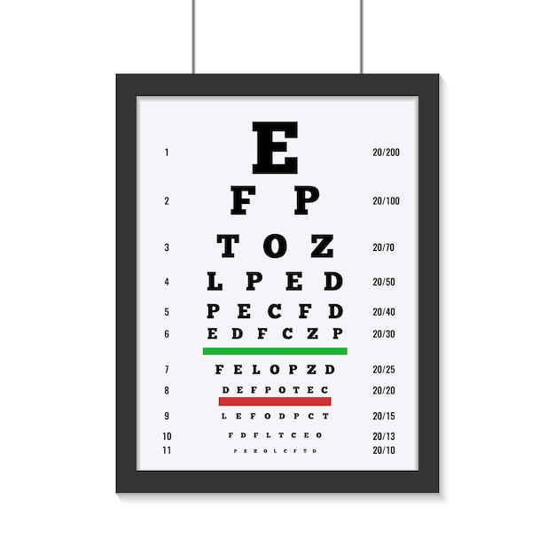 Free vector eye care test board with latin letters flat