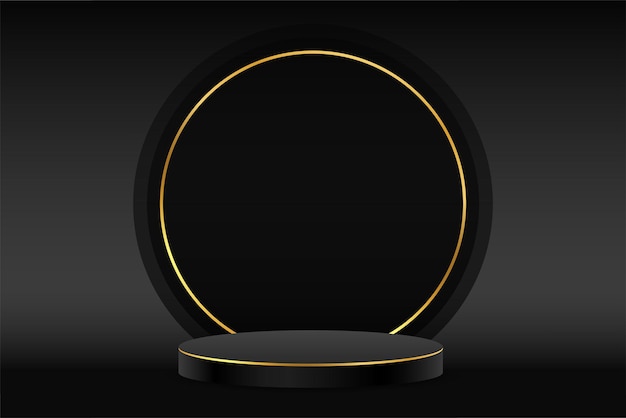 Free vector eye catching 3d pedestal stand dark background with empty space