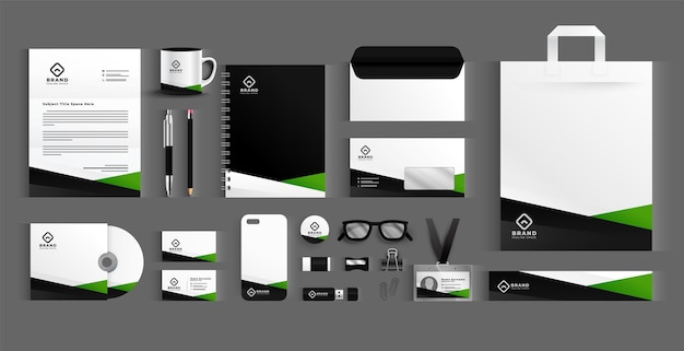 Free Vector eye catching business stationery mockup kit template for company promotion vector