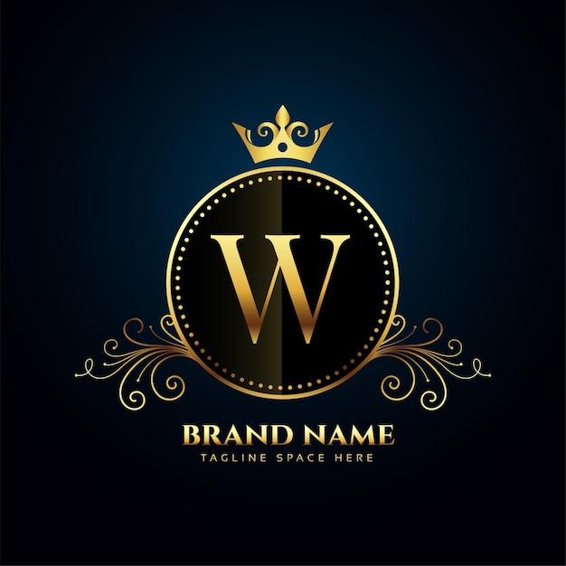 Free Vector eye catching premium letter w logo background for a royal identity