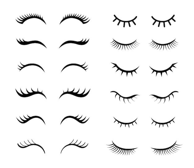 Free Vector eyelashes for girls simple illustrations set