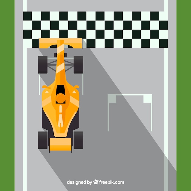 Free vector f1 racing car crosses finish line