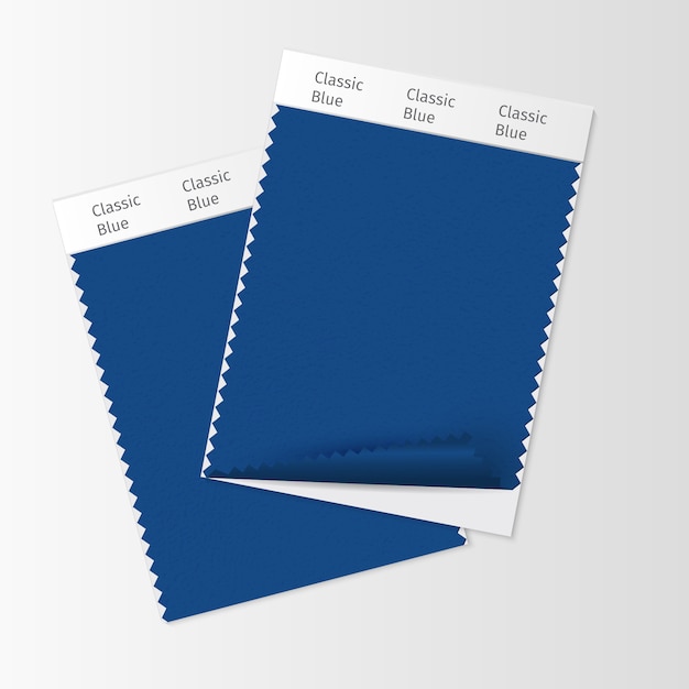 Free vector fabric samples, textile swatch template for interior design mood board with classic blue