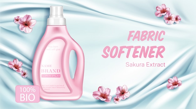 Free Vector fabric softener bottle with sakura flower extract