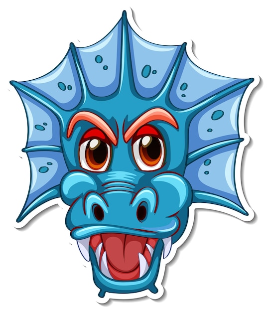 Free Vector face of blue dragon cartoon character sticker