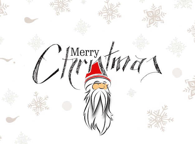 Face of christmas character Santa Claus, Cartoon style Santa Claus Design. Merry Christmas Text - Vector illustration