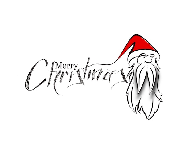 Face of christmas character Santa Claus, Cartoon style Santa Claus Design. Merry Christmas Text - Vector illustration