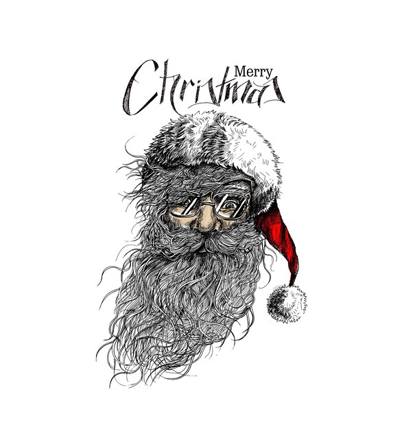 Free Vector face of christmas character santa claus, merry christmas - vector illustration