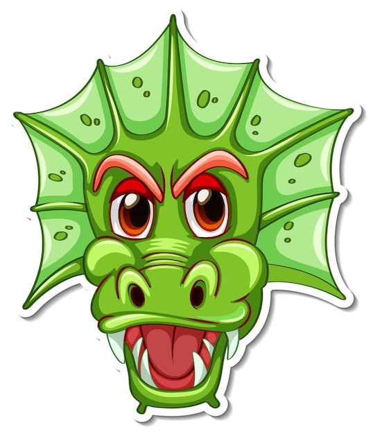 Face of green dragon cartoon character sticker