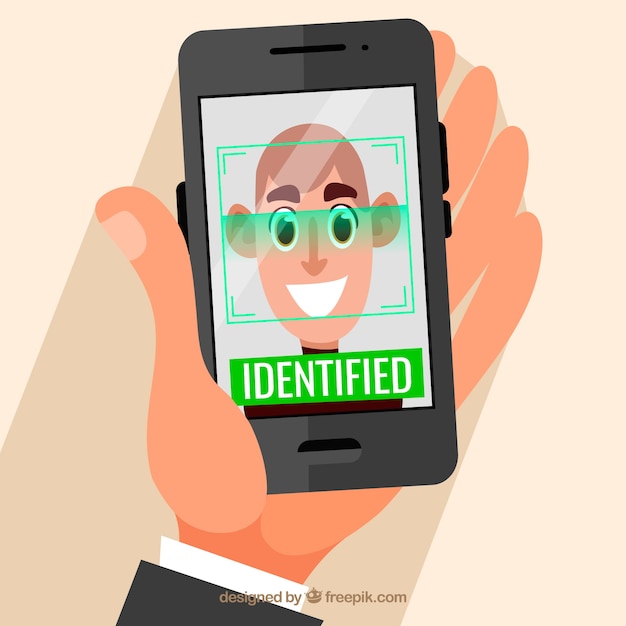 Face id design with smiling man