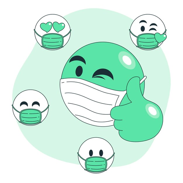 Face mask emoji concept illustration