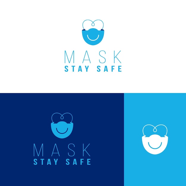 Face mask logo template on different colors