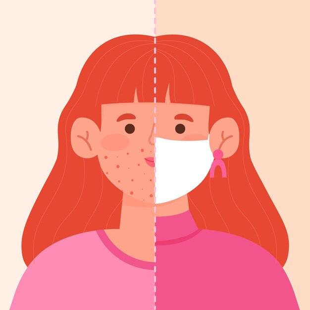 Face mask on and off illustration