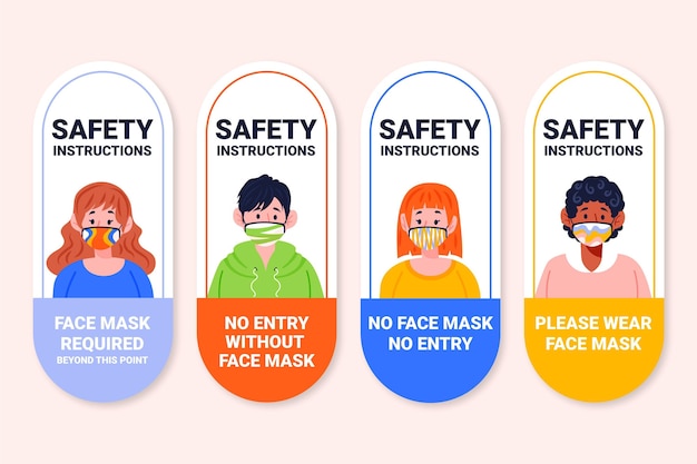 Free vector face mask required sign set