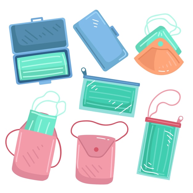 Free Vector face mask storage case collection